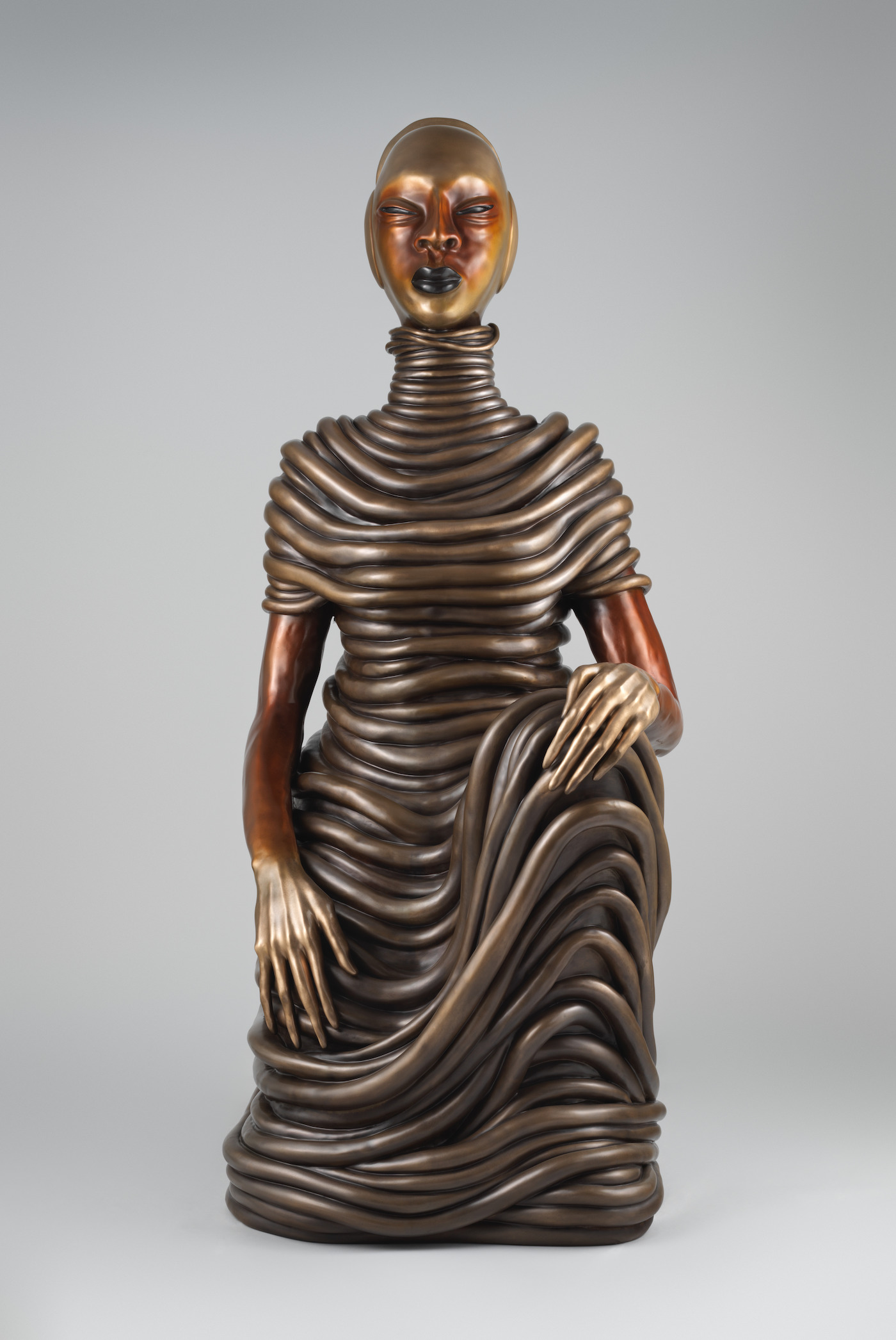 Wangechi Mutu, The Seated III, from “The NewOnes, will free Us” (2019). Photo courtesy of the artist; Gladstone Gallery, New York and Brussels; and the Metropolitan Museum of Art, New York.