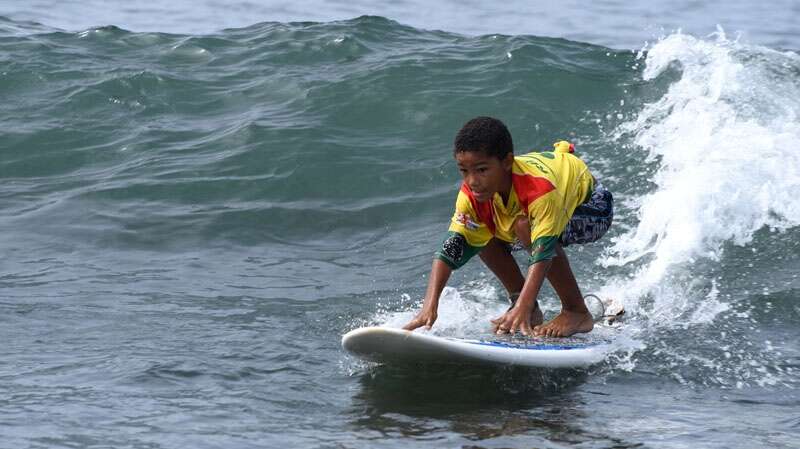 Surfing at Almadie beach in Dakar