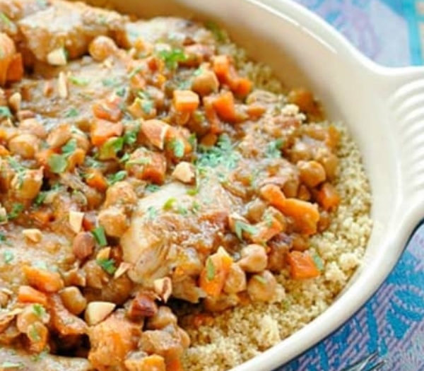 Chicken Tagine with Apricots, Almonds & Chickpeas