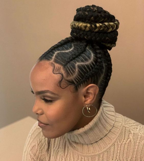 woman wearing a braided updo hairstyle