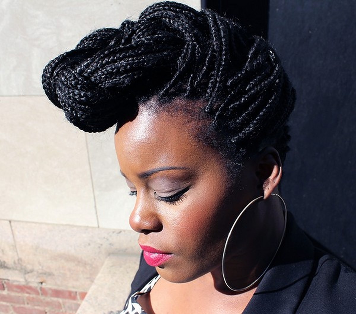 Reverse French braid updo)