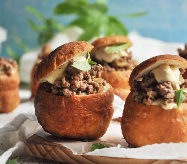 Vetkoek With Lamb And Hummus By Woman And Home Magazine