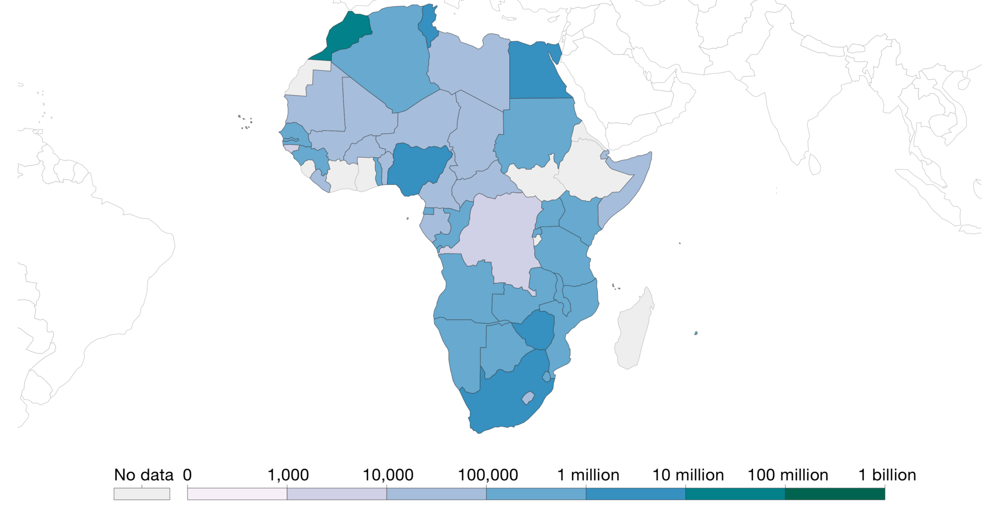 COVID-19 vaccine - Vaccinated people in Africa