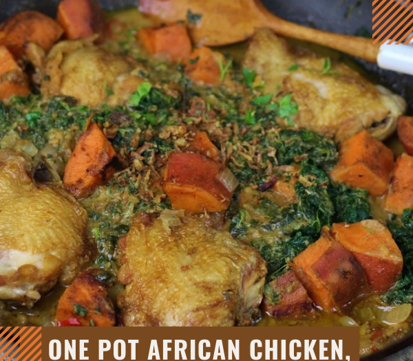 One Pot African Chicken, Spinach and Peanuts By My kitchen Stories