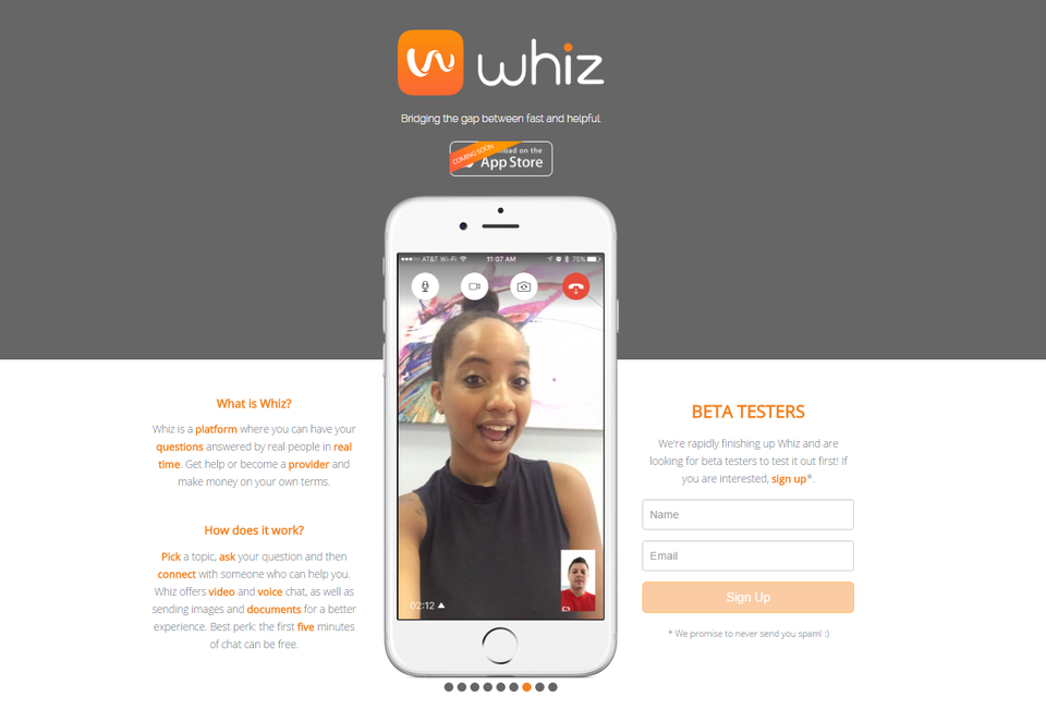 WhizApp is available for download on Apple App Store (Photo credit: Startup Buffer)