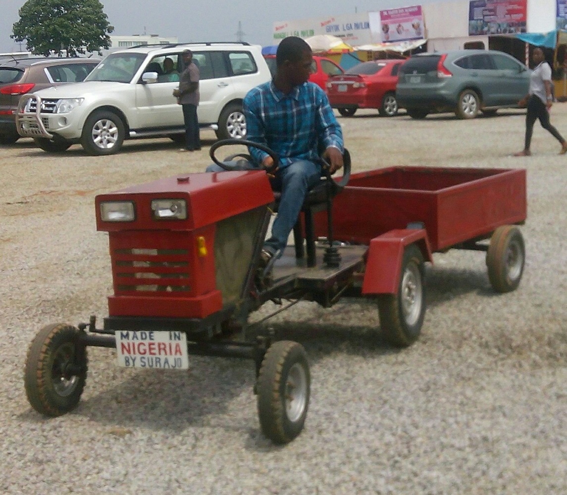 Ismaila Surajo on his locally made truck