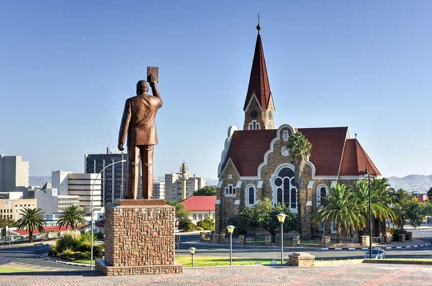 A statue in Namibia's capital city Windhoek