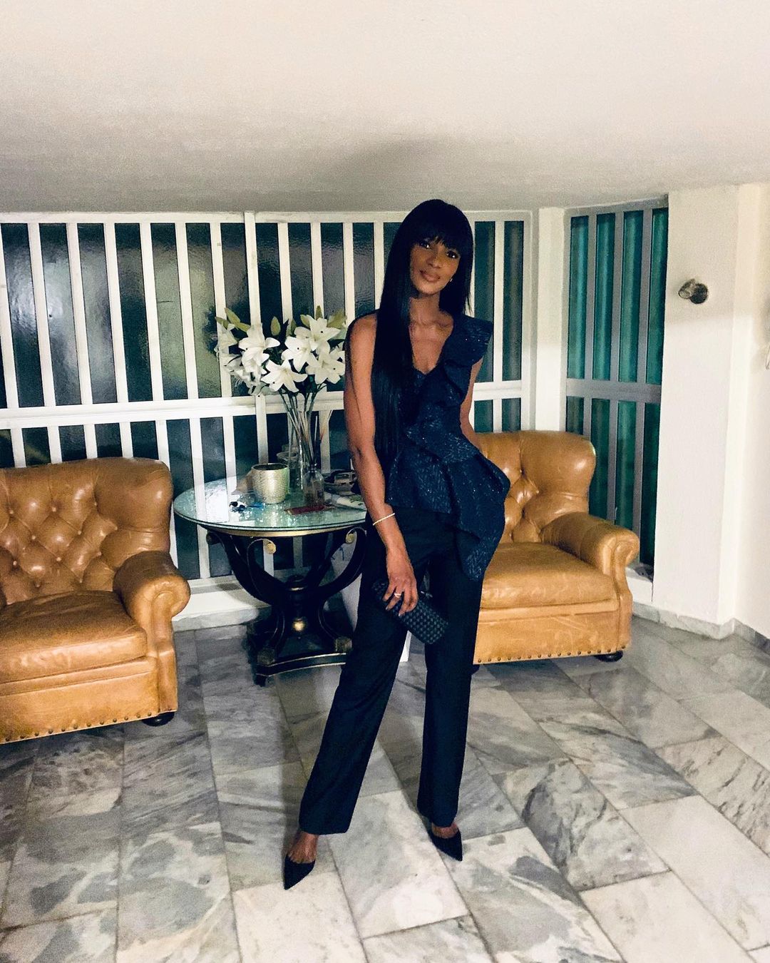 Agbani Darego all dressed for a holiday dinner Agbani Darego all dressed for a holiday dinner