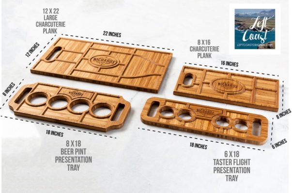 Personalized Charcuterie Planks and Beer Flights - 4 Styles and Gift Sets Available