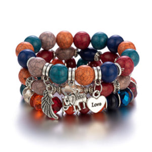 Elephant and Heart Detail Acrylic Design Bracelet