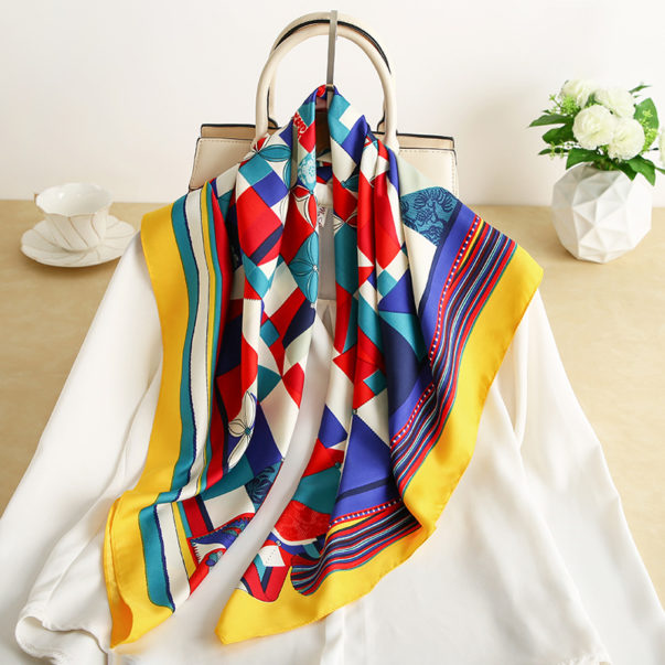 Multi Color Butterfly and Geometric Print Shawl