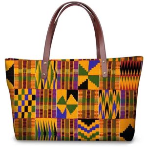 Sannovo African Tribal Ethnic Print Women Tote Shoulder Bags Casual Handbag