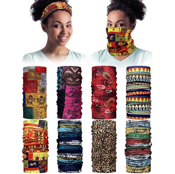 SATINIOR 8 Pieces African Face Cover Bandanas