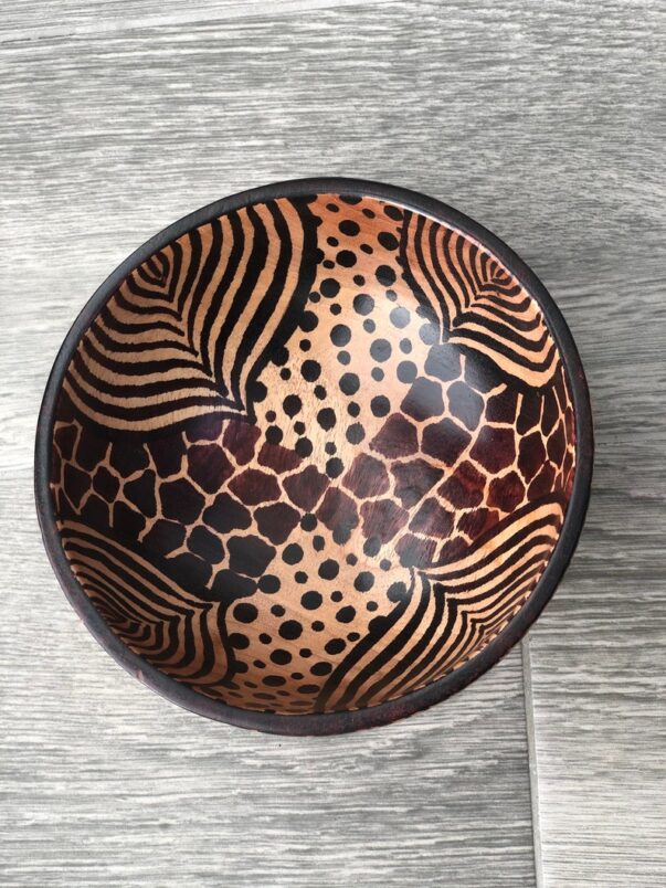 Kenyan Handmade Decorative Wooden Bowls with Mixed African Designs for Display Jewellery Holder Home Decor Unique African Giftset