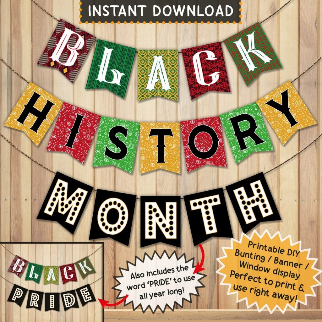 Black History MONTH / PRIDE Juneteenth celebration DIY party garland bunting printable digital download | African American Freedom decor