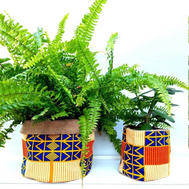 African Print Hessian Pot Plant Cover