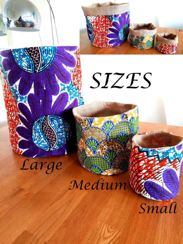 African Print Hessian Pot Plant Cover