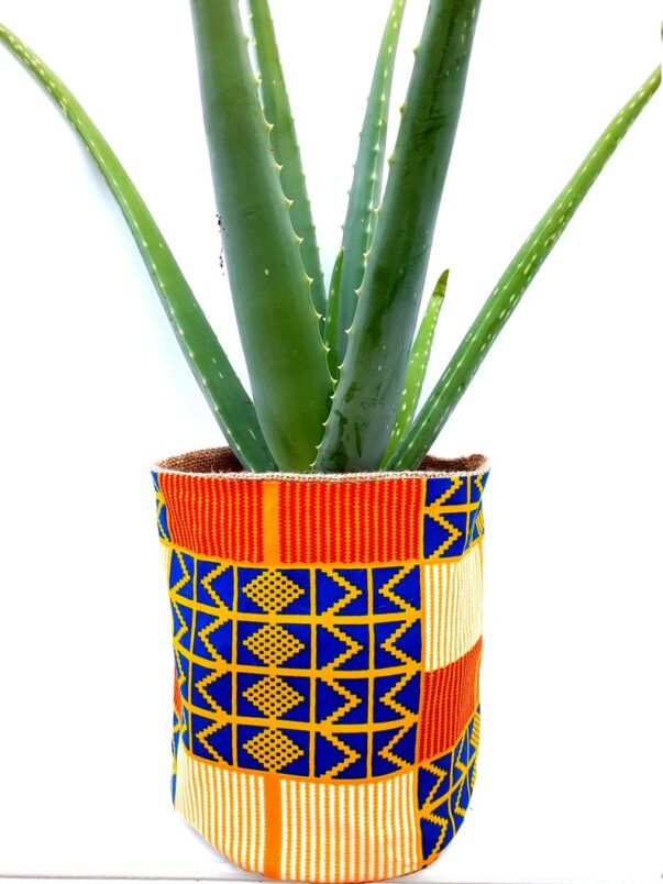 African Print Hessian Pot Plant Cover