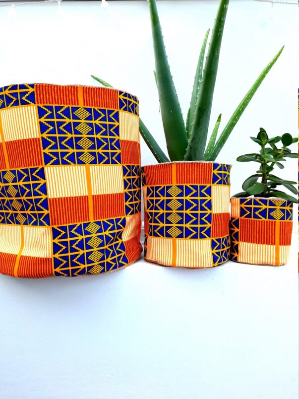 African Print Hessian Pot Plant Cover