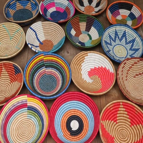 Rwandan sisal basket bowl