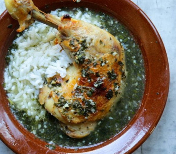 Braised Egyptian Greens With Crispy Chicken (Egyptian Molokhia) By Saveur