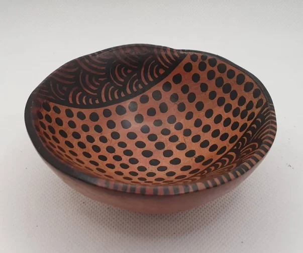 Handmade decorative African wooden round bowl
