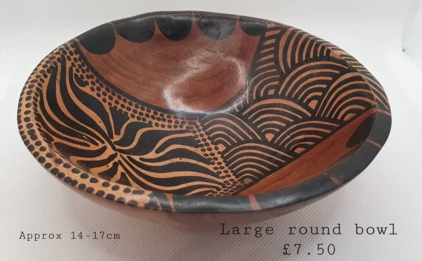 Handmade decorative African wooden round bowl