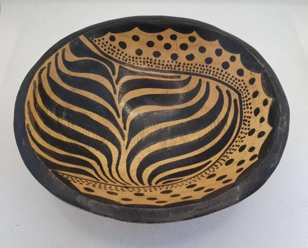 Handmade decorative African wooden round bowl