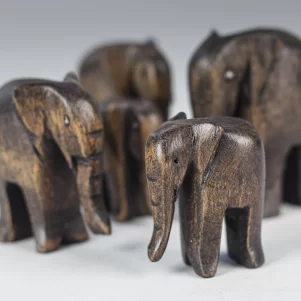 African Sculpture 5 Handmade African Elephants Wood Sculpture Home Decor
