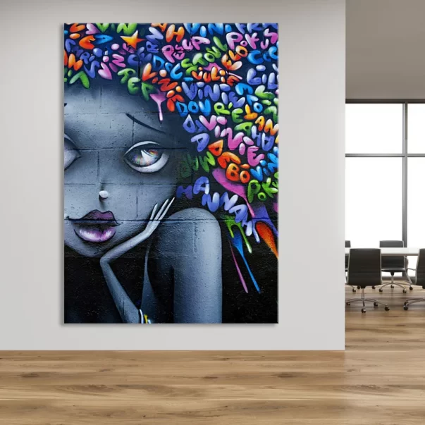 Graffiti Canvas Wall Decor (African American Woman Urban Art Print)