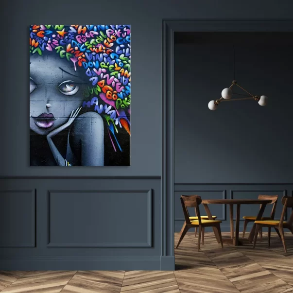 Graffiti Canvas Wall Decor (African American Woman Urban Art Print)
