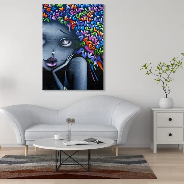 Graffiti Canvas Wall Decor (African American Woman Urban Art Print)