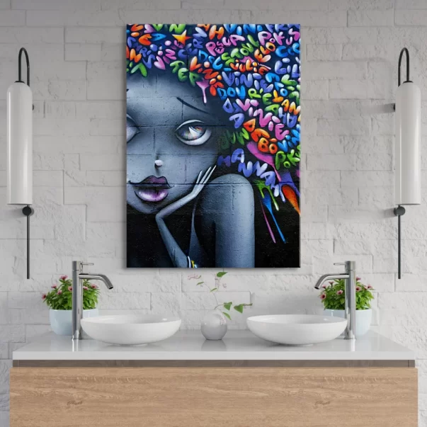 Graffiti Canvas Wall Decor (African American Woman Urban Art Print)