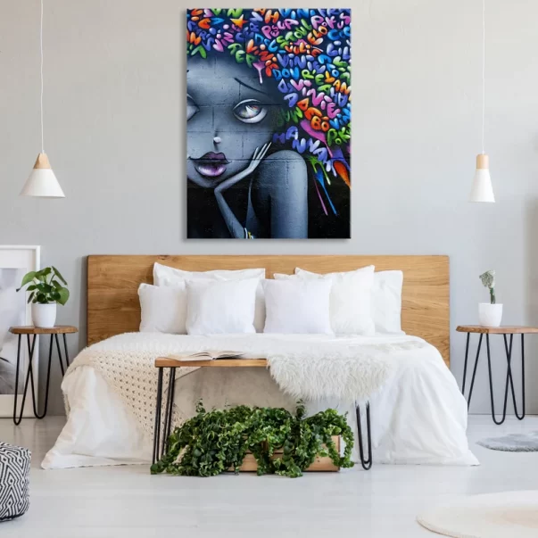 Graffiti Canvas Wall Decor (African American Woman Urban Art Print)