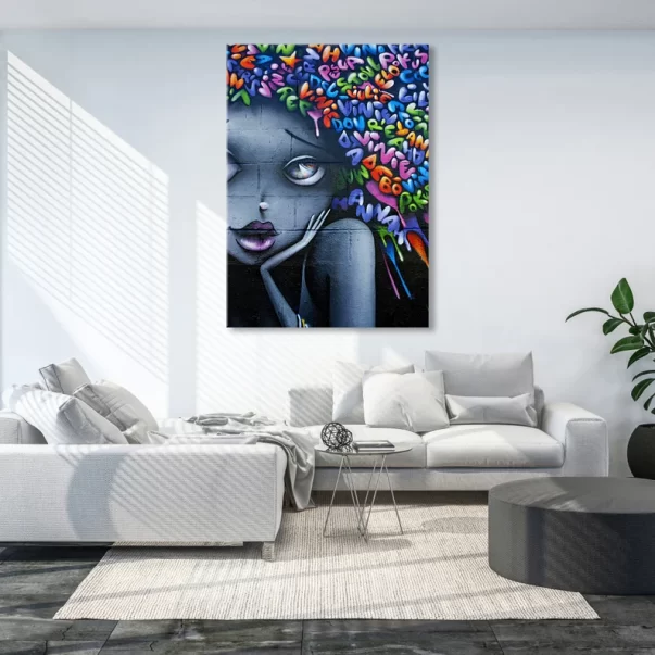 Graffiti Canvas Wall Decor (African American Woman Urban Art Print)