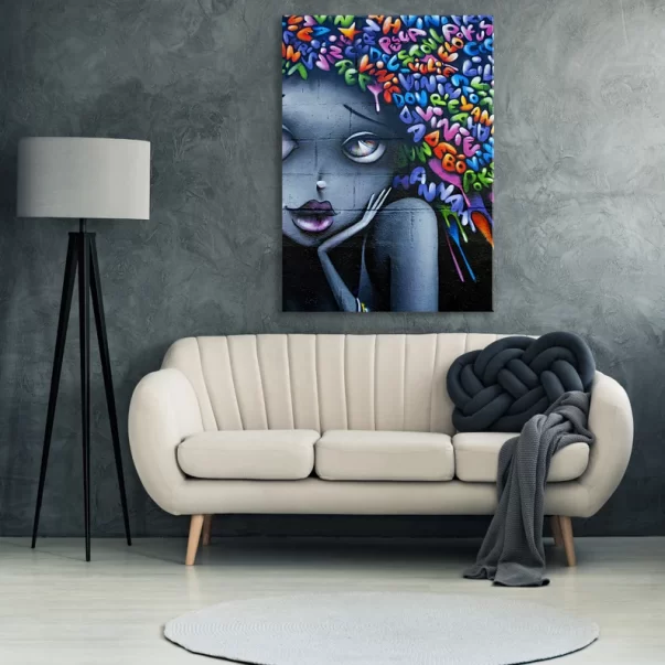 Graffiti Canvas Wall Decor (African American Woman Urban Art Print)