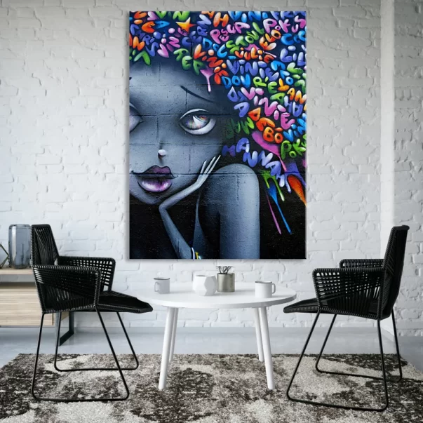 Graffiti Canvas Wall Decor (African American Woman Urban Art Print)