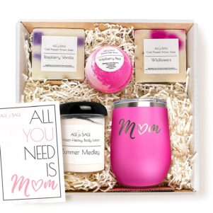Gifts for Mom - Mother's Day Gifts - Luxury Spa Gift Basket for Mom, Soap Bars, Body Lotion, & Bath Bomb Care Package for Best Mom Ever Gifts – World’s Best Mom Gifts - New Mom Gifts for Women
