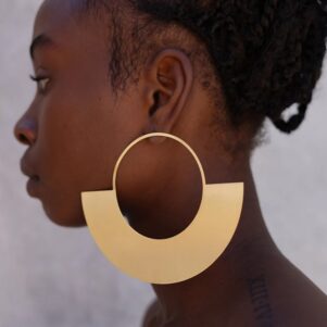 Half-Done Oversized Earrings, African Earrings, Big Earrings, Statement Earrings. Hand Stamped, Large Hoop Earrings, Laka Luka design