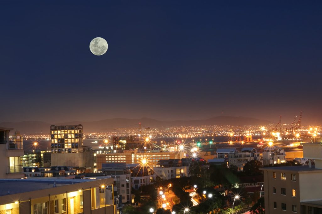 The night skyline of Cape town, South Africa