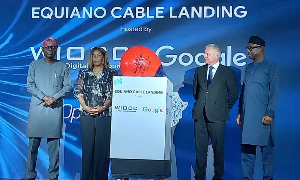 Lagos State Governor Babajide Sanwo-Olu with Juliet Ehimuan-Chiazor during the Equiano cable landing ceremony to mark the beginning of a reliable internet (Photo credit: TechEconomy)