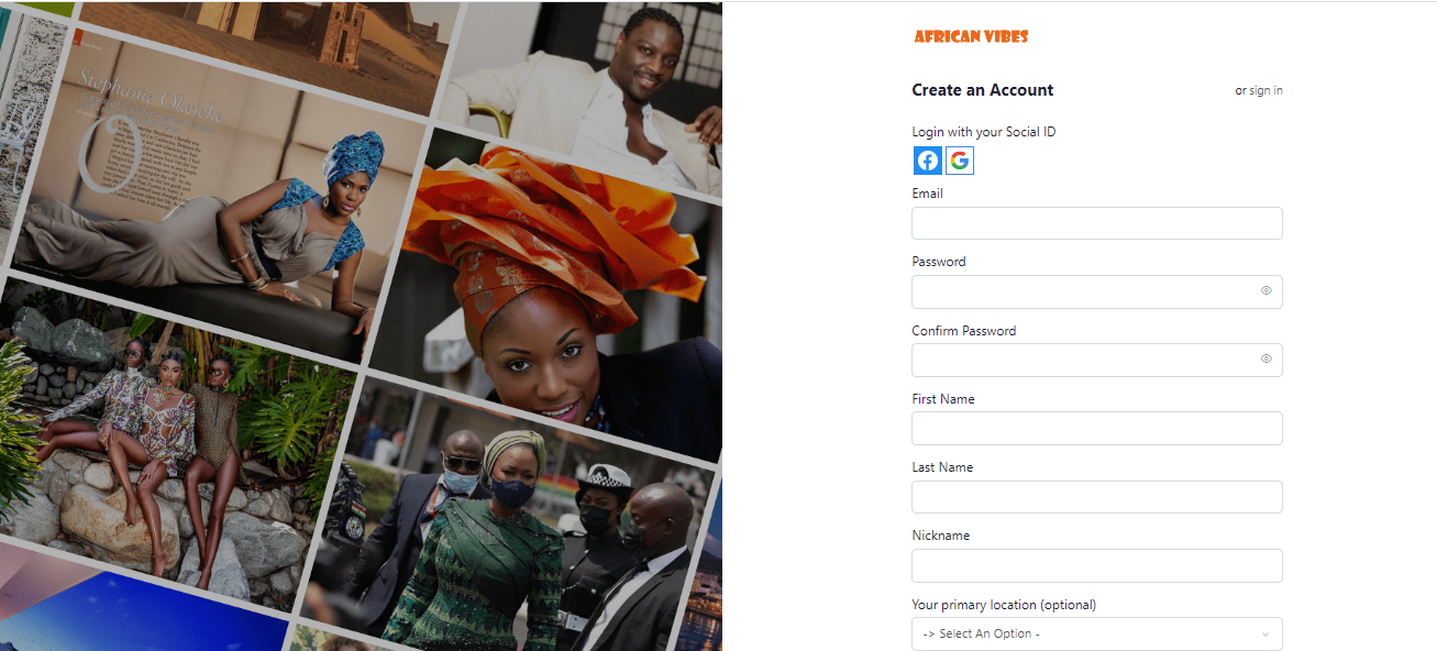 Register on African Vibes