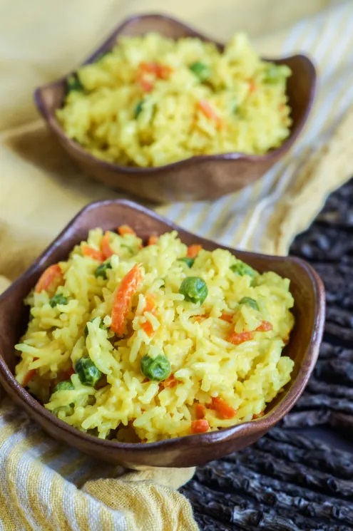 Wali Wa Junde Na Karoit (Tanzanian Coconut Rice with Peas and Carrots) (Photo Credit: Tara’s Multicultural Table)