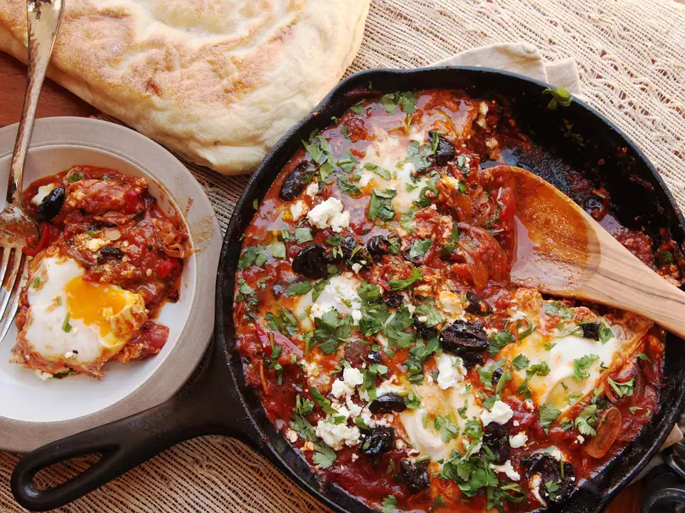 Shakshuka (North African–Style Poached Eggs in Spicy Tomato Sauce) by Serious Eats