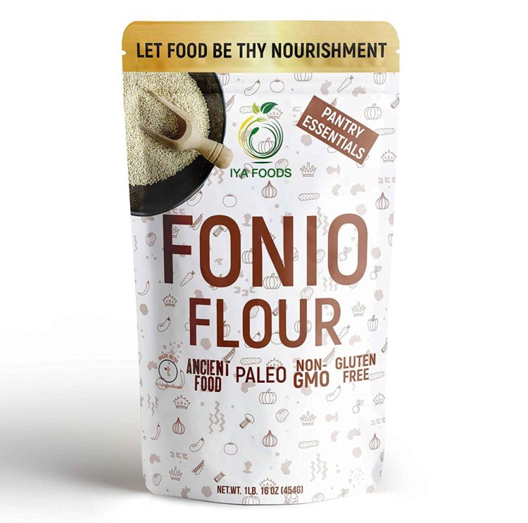 Iya Foods Fonio Flour, Vegan Premium Quality, Ancient African Grain Super Food. 3X more Protein, Fiber and Iron than Brown Rice or Couscous. Made 100% from Fonio Grain | Packaging May Vary, 1 Lb. Pouch