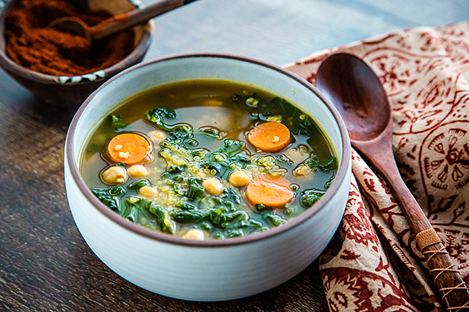 North African Chickpea and Kale Soup By Fat Free Vegan