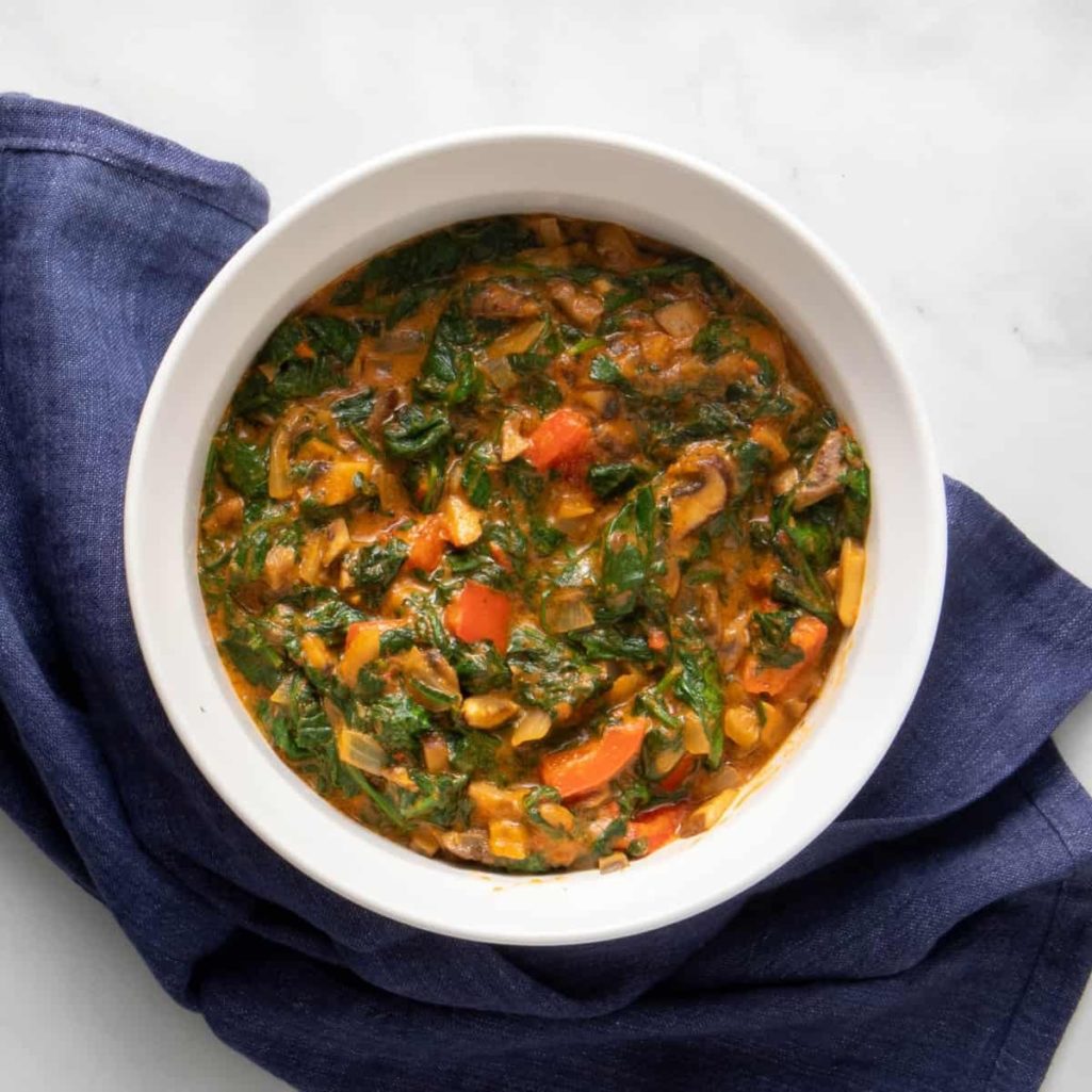 African Vegan recipes - Vegan Efo Riro (Nigerian Spinach Stew)