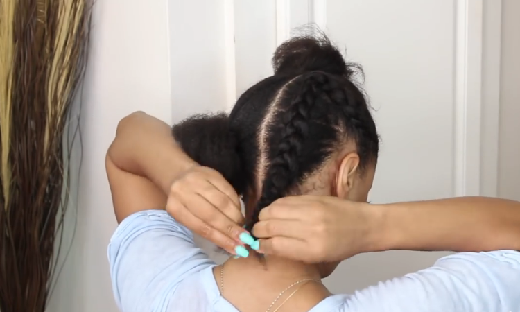 Continue the process of braiding - (Natural Hair Style Tutorial)- Photo Credit: Youtube