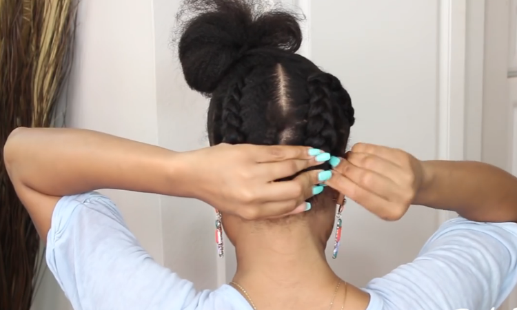 Secure the ends of the cornrows with pins
