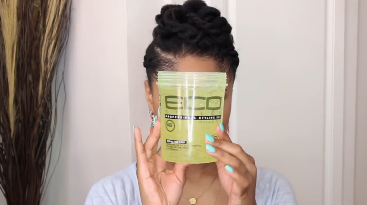 Smooth your edges with the ecostyler olive oil gel (Natural Hair Style Tutorial)